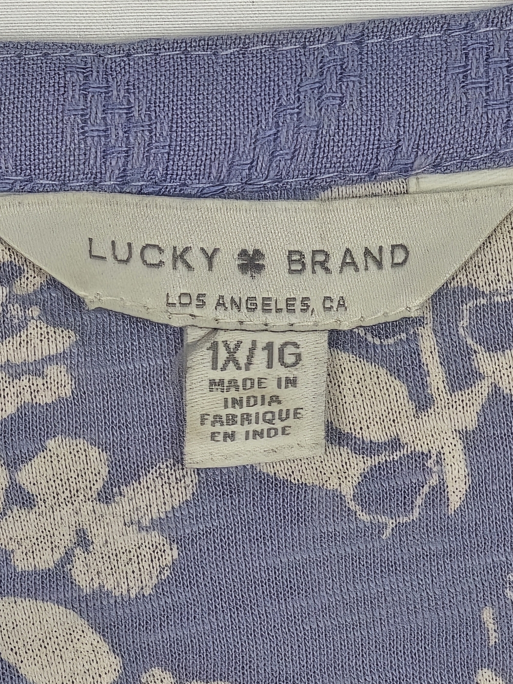 Lucky Brand Blue Floral Embroidered Split Neck Peasant Top Size 1X - Picture 7 of 14